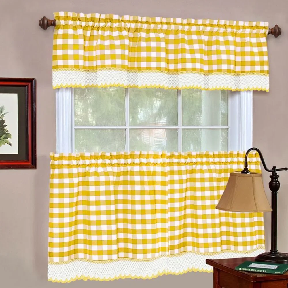Woven Trends Designer Home Modern Kitchen Curtain Panels, 36L x 29W Inches